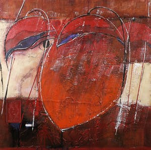 Antonio Poioumen - Gemengde techniek en collage op doek, Inelkaar vervleugeld (Groot) kopen? Bied vanaf 350!