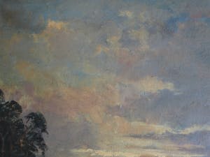 Niet of onleesbaar gesigneerd - Olieverf op doek, Hollands landschap met lucht en water - gesigneerd & ingelijst kopen? Bied vanaf 10!