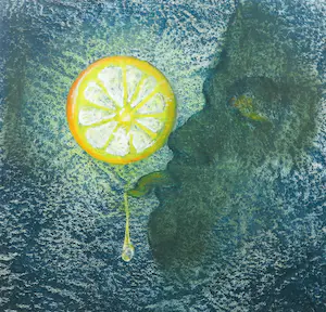 Eta Bender - Gemengde techniek op doek, Citroen - Ingelijst kopen? Bied vanaf 1!