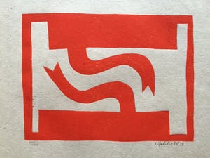 Klaas Gubbels - houtdruk - Gespiegeld - 2013 - oplage 40. kopen? Bied vanaf 295!
