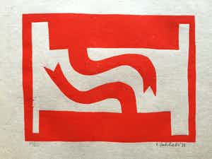 Klaas Gubbels - houtdruk - Gespiegeld - 2013 - oplage 40. verkocht voor € 295!