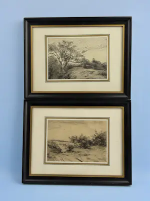 Abraham van der Wissel - Twee studies van bomen - potlood, houtskool kopen? Bied vanaf 30!