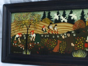 Renate Koblinger-Drobar - Achterglasschildering , Op een mooie herfstdag.. – ingelijst – ca 1980 kopen? Bied vanaf 45!