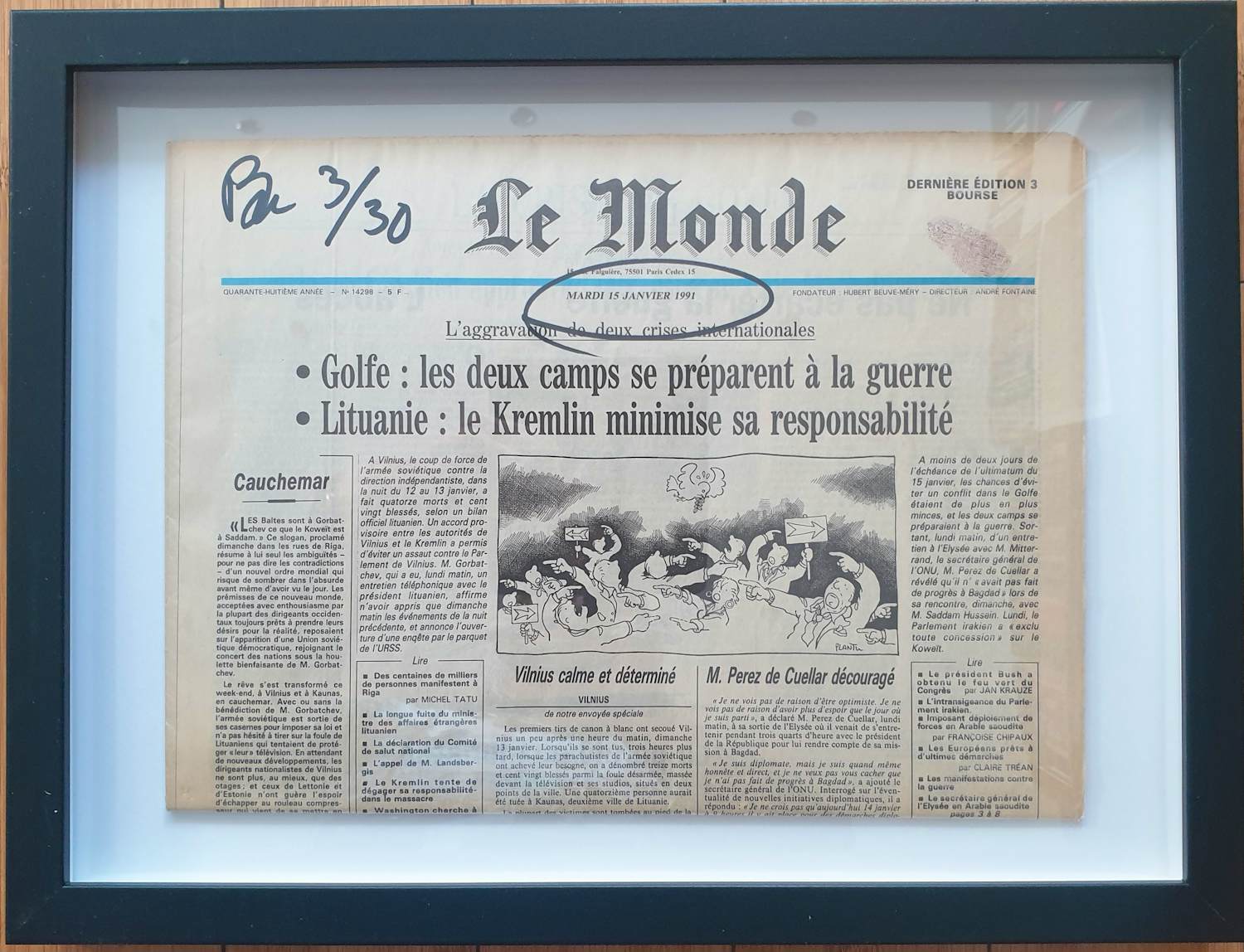 Ben Vautier - Le Monde - Gesigneerde krant - Multiple 1991 - met vingerafdruk - 3/30 verkocht voor € 195!