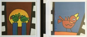 Piet Quekel - Lot van 2 kleurrijke zeefdrukken | Rode vogel & Twee groene vogels (nieuw!) kopen? Bied vanaf 59!