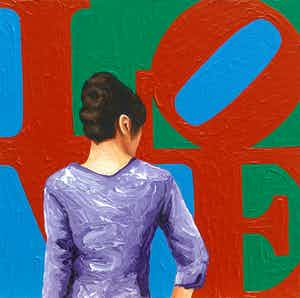 Gerard Boersma - Love (Vrouw kijkend naar schilderij van Robert Indiana) verkocht voor € 75!