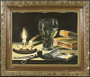 Rob Stoffer - Olieverf op board, Stilleven met roemer kaars naar Pieter Claesz - Ingelijst kaufen? Bieten Sie von 1!