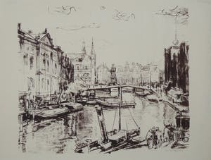 Wilhelm Wagner - Wilhelm Wagner: Lithografie. Amsterdams stadsgezicht, 1921, Oplage 100 ex. kopen? Bied vanaf 39!