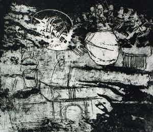 Jan Montyn - ets: Compositie I - 1964 verkocht voor € 115!