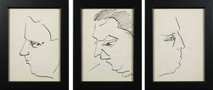 Siep van den Berg - Lot van drie pentekeningen, Portretten - Ingelijst kopen? Bied vanaf 100!