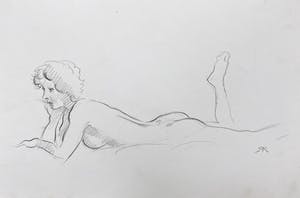 Jan Sluijters (jr.) - Potloodtekening, Poserend naakt kopen? Bied vanaf 1!