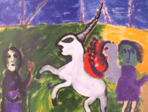 Eugene Brands - Zeefdruk, Eenhoorn verkocht voor € 200!