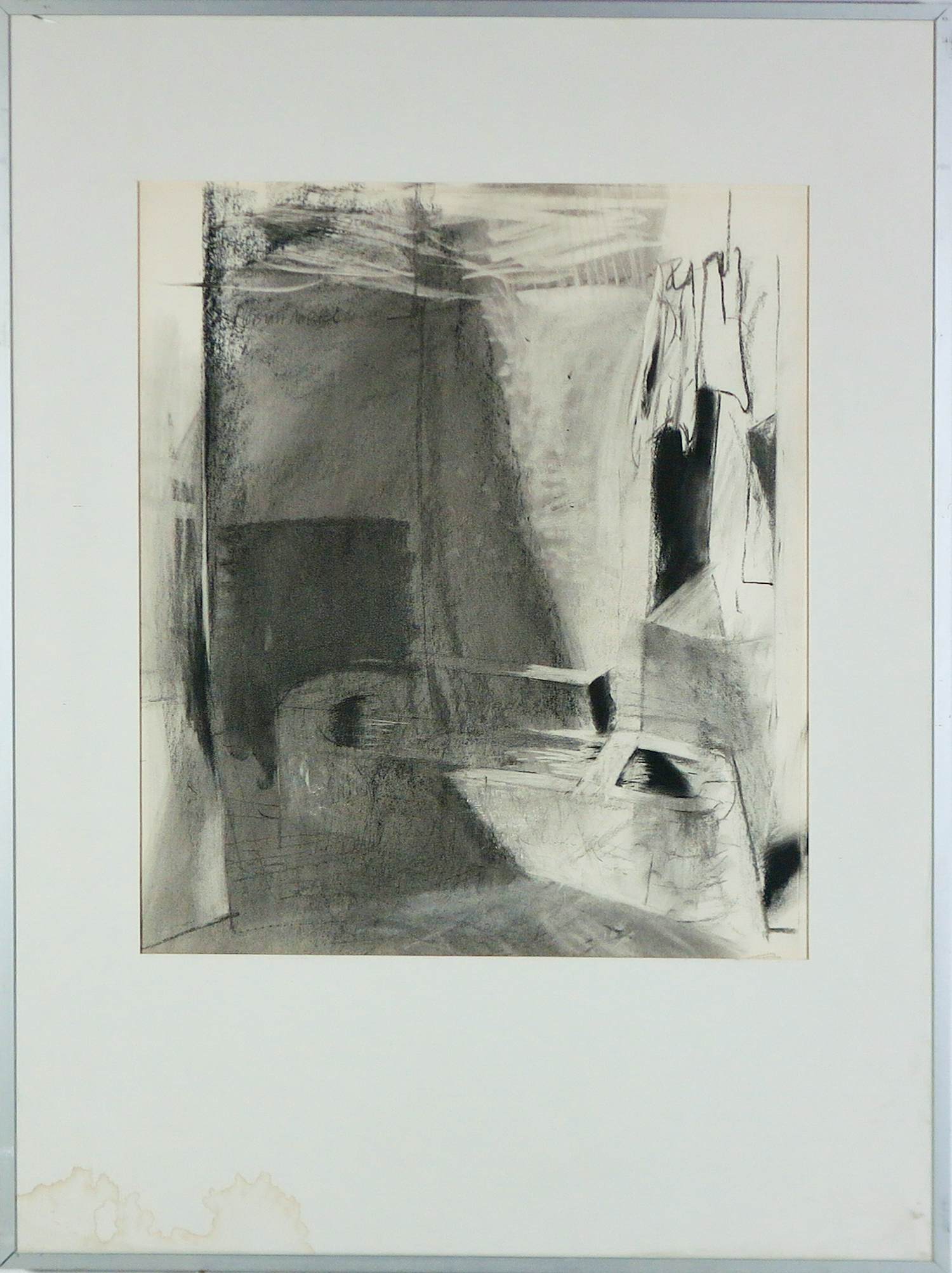 Jaap Ploos van Amstel - Houtskool op papier, Wasbekken I - Ingelijst verkocht voor € 60!