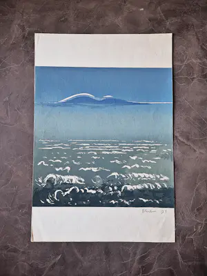 Wally Elenbaas - Mooie kleuren lithografie "kust" - zeer kleine oplage (12) - gesigneerd kopen? Bied vanaf 57!