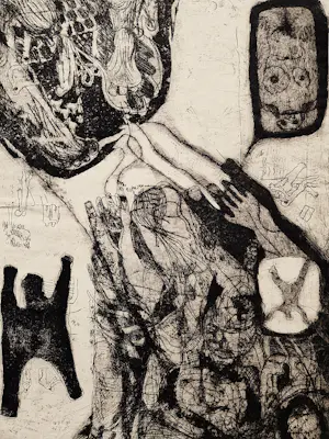 Pieter Zwaanswijk - onnavolgbaar Haarlems kunstenaar - ETS - surrealistische voorstelling - 1966 - kopen? Bied vanaf 37!