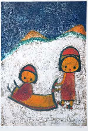 Giovanni Vetere - Kleurenzeefdruk SNEEUWPRET Handgesigneerd. verkocht voor € 85!