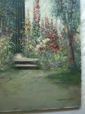 Friedrich Adolf Apfelbaum - Olieverf op doek , Romantische Tuin – 80 x 70 cm – ca. 1950 kopen? Bied vanaf 100!