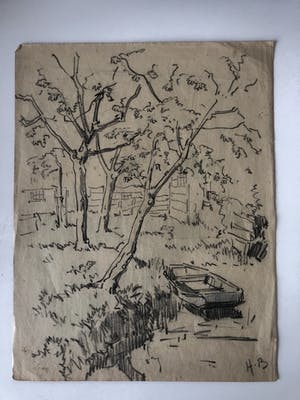 Henk Bellaard - Landschap met bootje kopen? Bied vanaf 45!