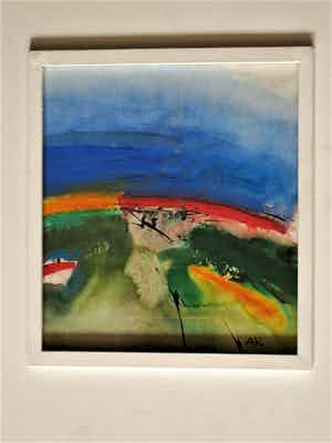 Anthony Krikhaar - Engeland - Expressionistische Gouache "Exmoor Somerset landschap" gesigneerd verkocht voor € 10!