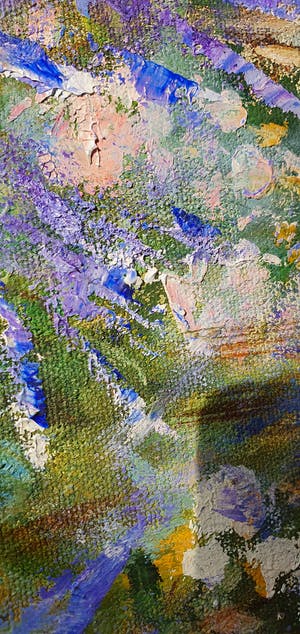 Ann Nosworthy - Tuin/park met bloesem en stenen bank kopen? Bied vanaf 750!