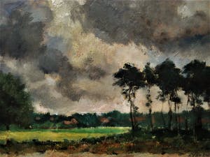 Niet of onleesbaar gesigneerd - Bekwaam, in 1943 geschilderd, impress. olieverf "Herfst landschap" gesigneerd kopen? Bied vanaf 1!