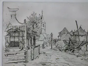 Willem Bastiaan Tholen - Straatje in IJsselmuiden - Ets kopen? Bied vanaf 40!