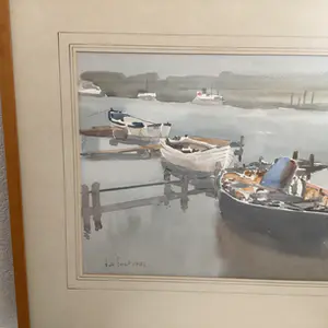 Arnold De Soet - Engelse kunstenaar,” Havengezicht met aangemeerde bootjes” kopen? Bied vanaf 20!