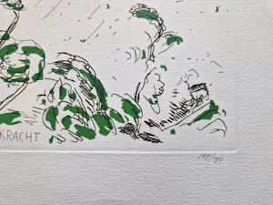 Pieter Holstein - grote handgekleurde ets "Kracht" - voor Prent 190 - potloodgesigneerd kopen? Bied vanaf 54!