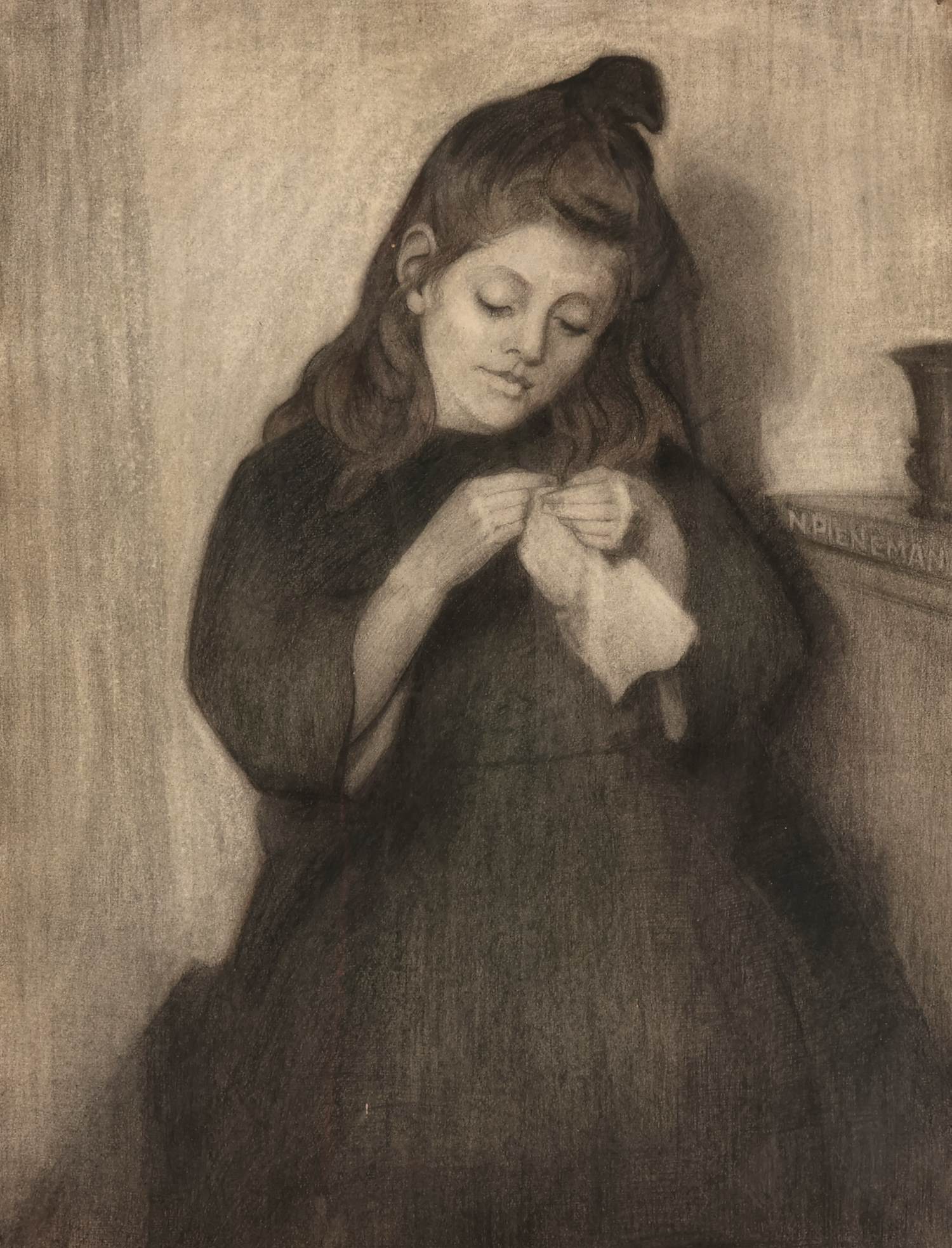 Nicolaas Pieneman - Portret van een meisje met handwerk kopen? Bied vanaf 250!