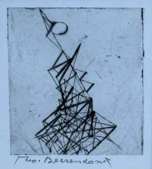 Theo Beerendonk - Tweeluik etsen op papier | 'Zonder titel' | begin jaren '70 kopen? Bied vanaf 80!