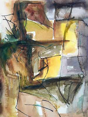 Adine Engelman - Abstracte compositie (1961), aquarel verkocht voor € 40!