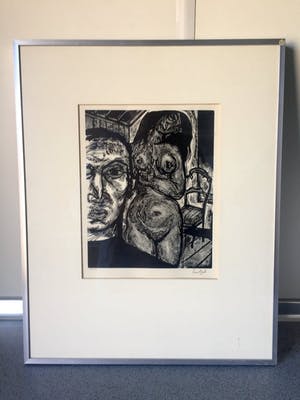 Lou Strik - Houtsnede, Ingelijst kopen? Bied vanaf 50!