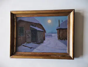 Hendrikus IJkelenstam - Sfeervol in 1966 geschilderd olieverf "winters nachtlandschap" - kopen? Bied vanaf 278!