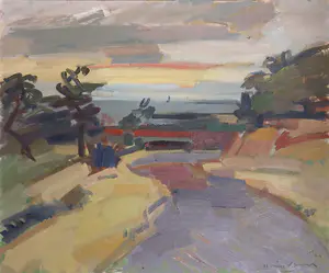 Hein Stork - Olieverf op doek, Landschap met zeezicht - Ingelijst kopen? Bied vanaf 300!