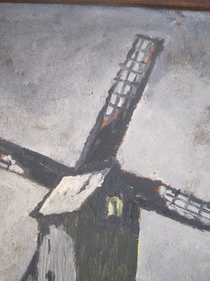 Niet of onleesbaar gesigneerd - Stellingmolen in winterlandschap. kopen? Bied vanaf 1!