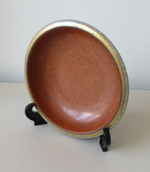 Royal Copenhagen - Art deco oranje porseleinen craquele schaal - ontwerp Thorkild Olsen kopen? Bied vanaf 40!