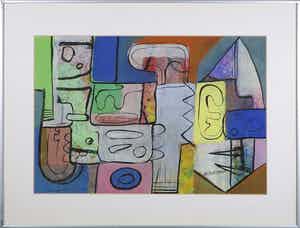 Kees Wagemaker - Gemengde techniek op papier, Compositie - Ingelijst verkocht voor € 1!