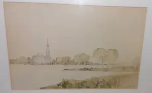 Niet of onleesbaar gesigneerd - Aquarel "Ons Dorp" werk van Kiat kopen? Bied vanaf 1!