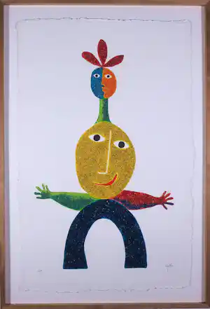 Juan Garcia Ripolles - Carborundum met steentjes, Etruria Cristal - Ingelijst (Groot) vendu pour 1300€ !