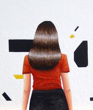 Gerard Boersma - Boerenmeisje Met Koe (Vrouw kijkend naar schilderij van Bart van der Leck) kopen? Bied vanaf 150!