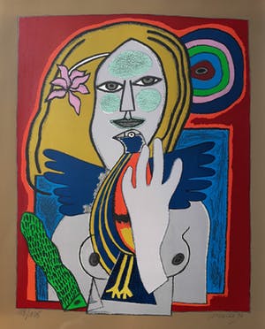 Corneille - Femme et oiseau, litho (mooi ingelijst) kopen? Bied vanaf 325!