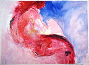 Franscz Witte - Gemengde techniek op papier, Kijkend over de schouder (Groot) verkocht voor € 1!