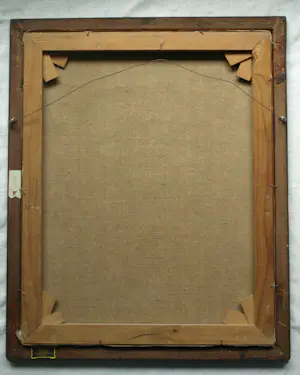 Niet of onleesbaar gesigneerd - Ovaal ingelijst , Olieverf op doek , Bloemstilleven – ca. 1950 kopen? Bied vanaf 1!