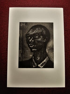 Hans van Efferen - Krachtige 1969 zwart-wit Lino/Houtsnede "portret donkere man" gesigneerd kopen? Bied vanaf 31!