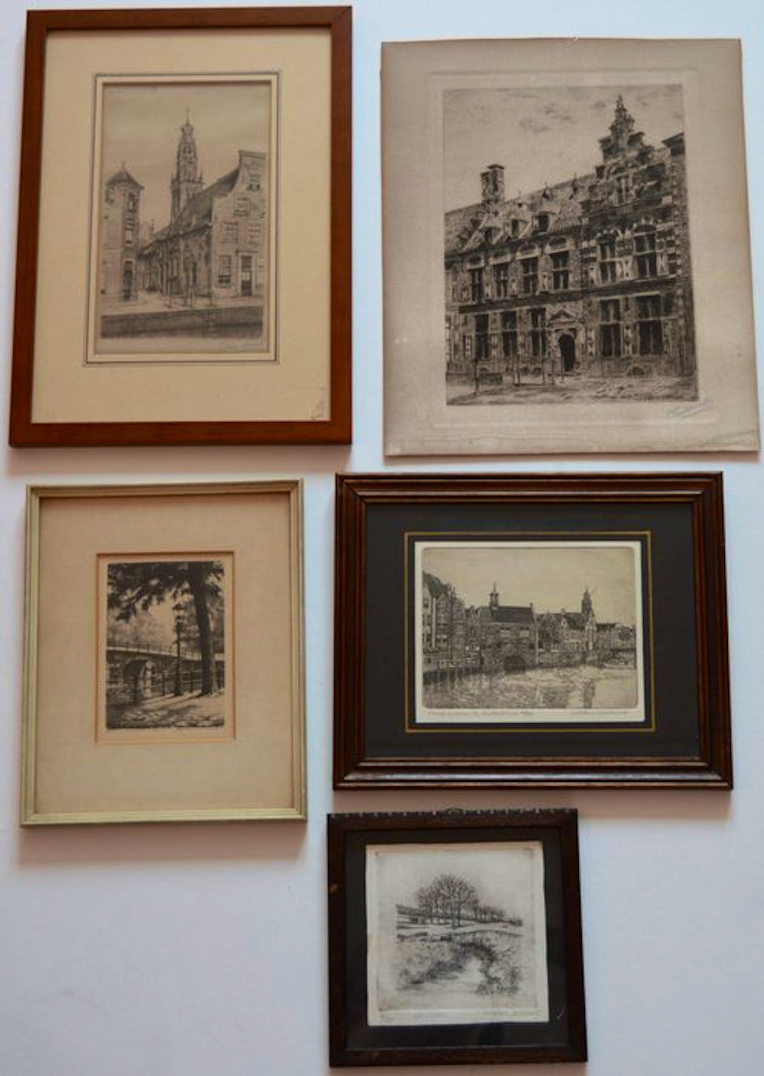 Willem Veldhorst - 5 etsen; Veldhorst, Bosman, Waereld, Langbroek en Seegers. - Zie de beschrijvi verkocht voor € 40!