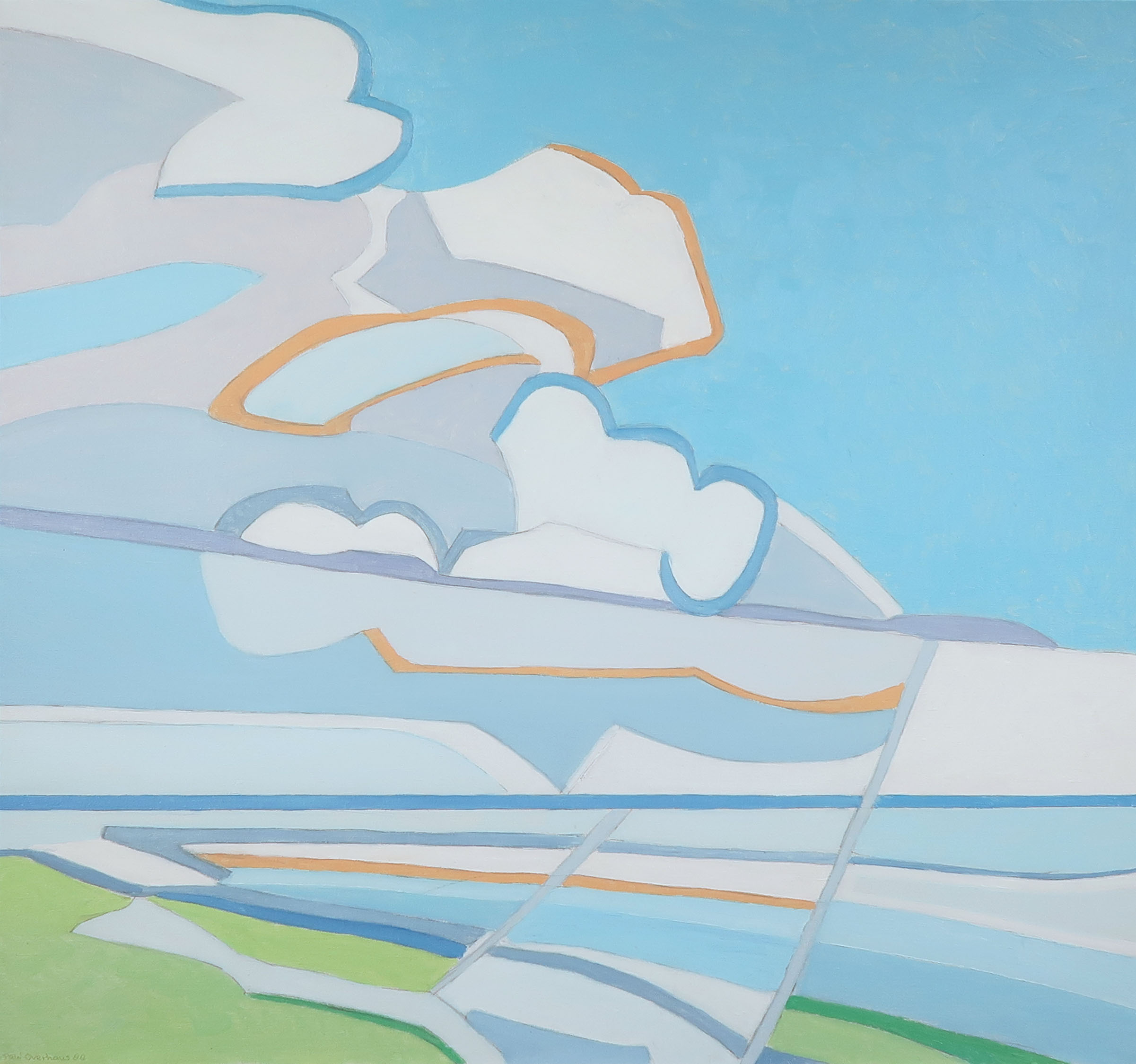 Paul Overhaus - Olieverf op doek, Wolken boven het wad - Ingelijst kopen? Bied vanaf 1!