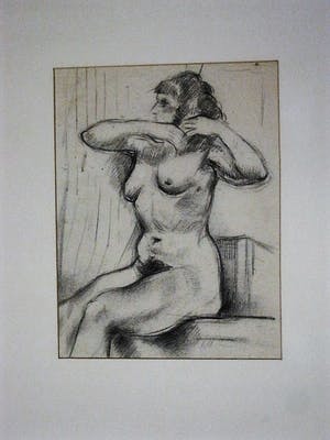 Henk van den Idsert - ca. 1940 Bergense School - potlood-tekening "Voloptueus Naakt " gesigneerd kopen? Bied vanaf 29!