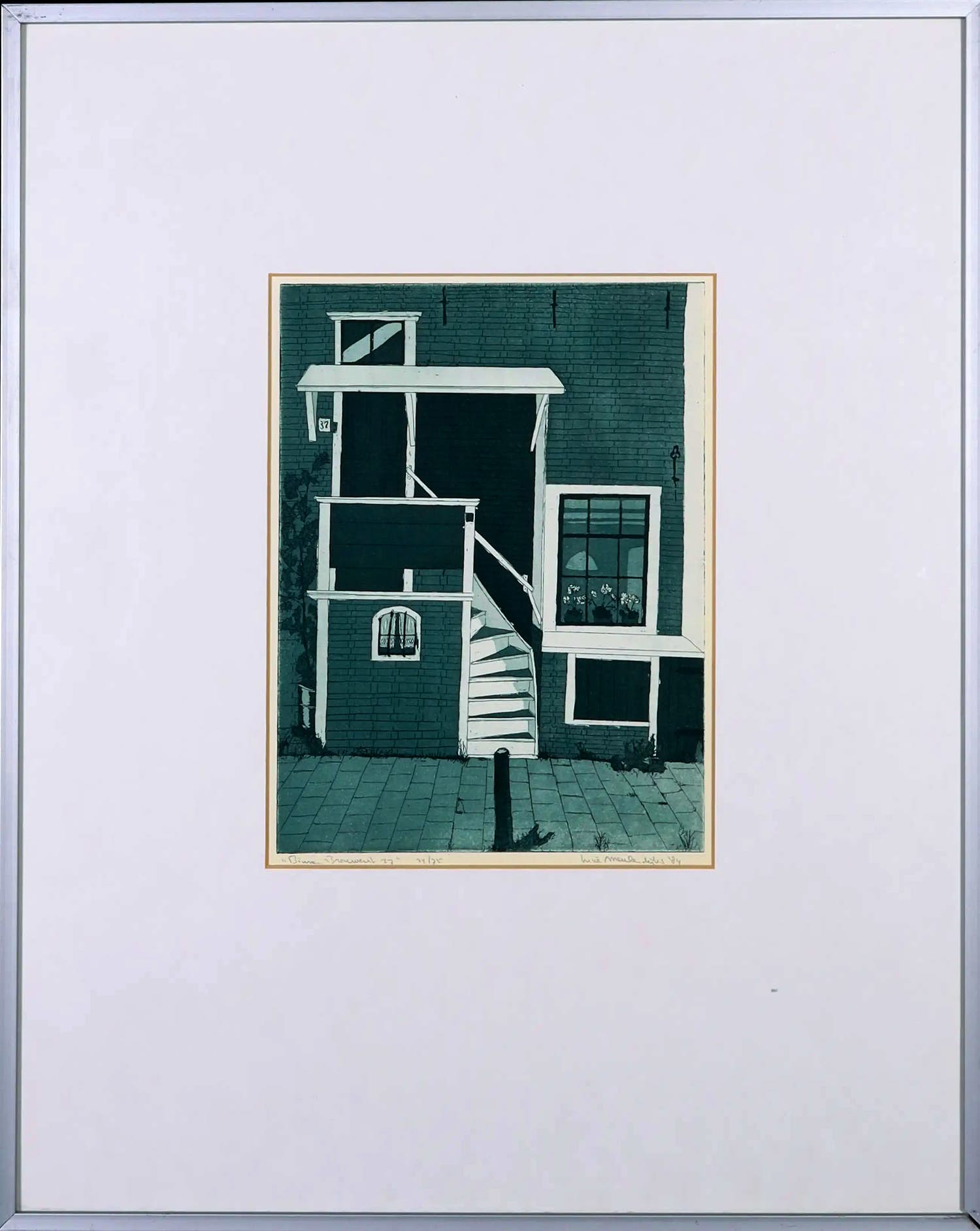 Lucie Meulendijks - Ets en aquatint, Binnen Brouwersstraat - Ingelijst kopen? Bied vanaf 1!