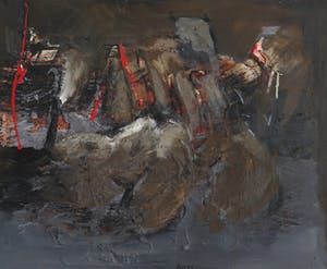 Frans Nicolai - Gemengde techniek op doek, Abstracte compositie - Ingelijst kopen? Bied vanaf 80!