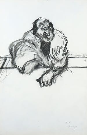 Yvan Theys - Houtskool, Compositie met figuur - Ingelijst kopen? Bied vanaf 1!